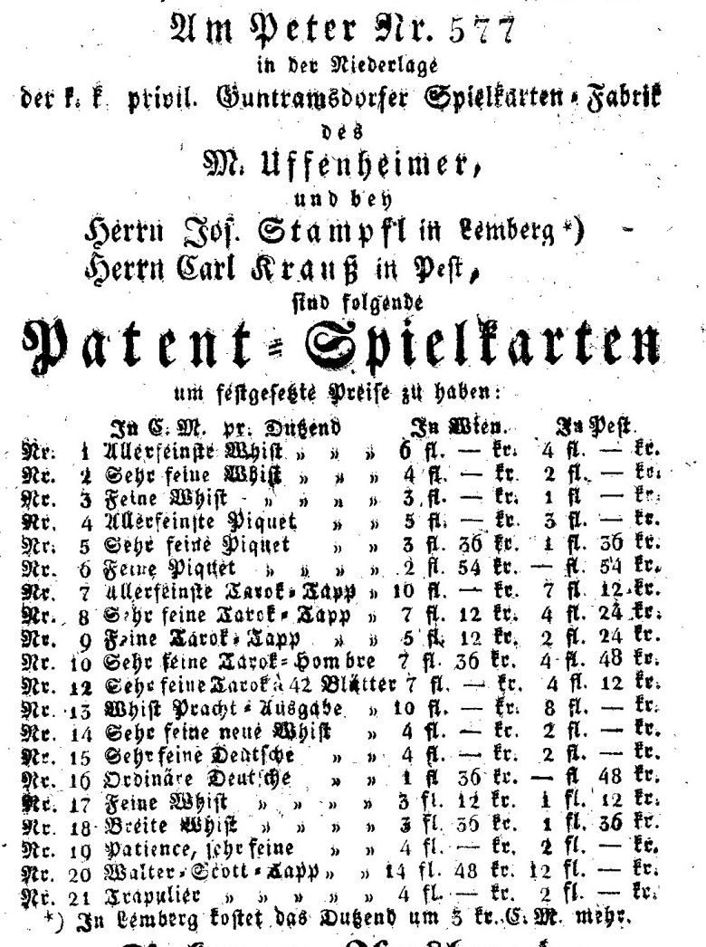 Preisliste 1827